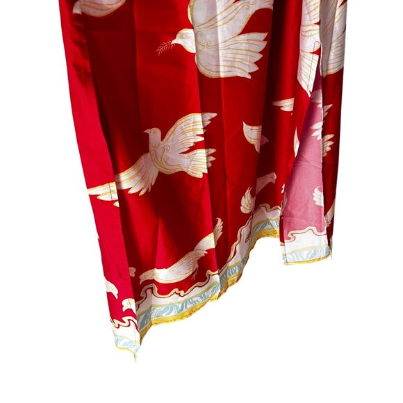 Modaposa Elina 3/4 Sleeve Red Maxi Caftan Dress Detachable Belt & Bird Print - Picture 5 of 5